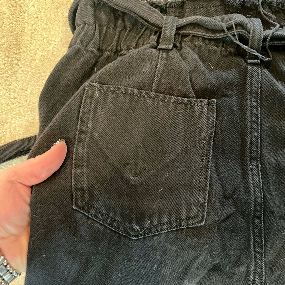 Hudson distressed paper bag waist jeans.